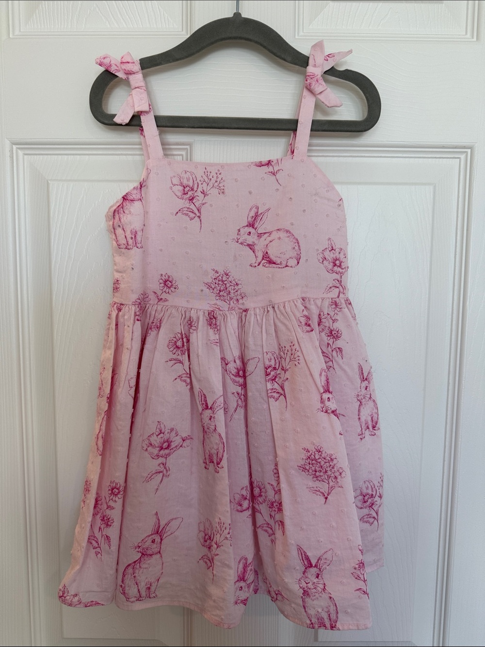 Janie & Jack Pink Bunny Print Tie-Shoulder Sundress
